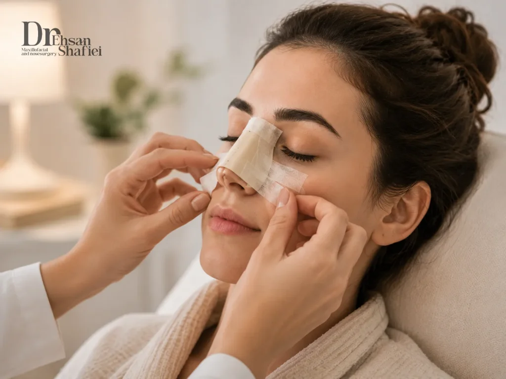 روش صحیح چسب زدن و مراقبت از اسپلینت بعد از جراحی بینی طبیعی
