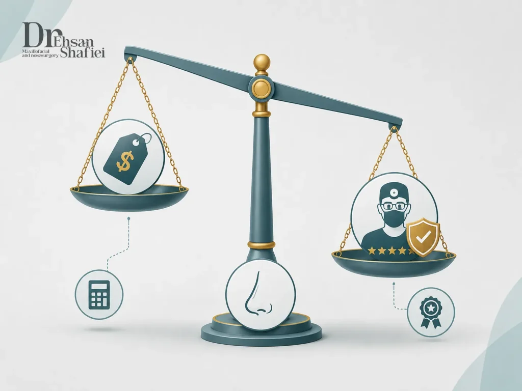 مقایسه‌ی قیمت و کیفیت در انتخاب جراح بینی روی ترازو
