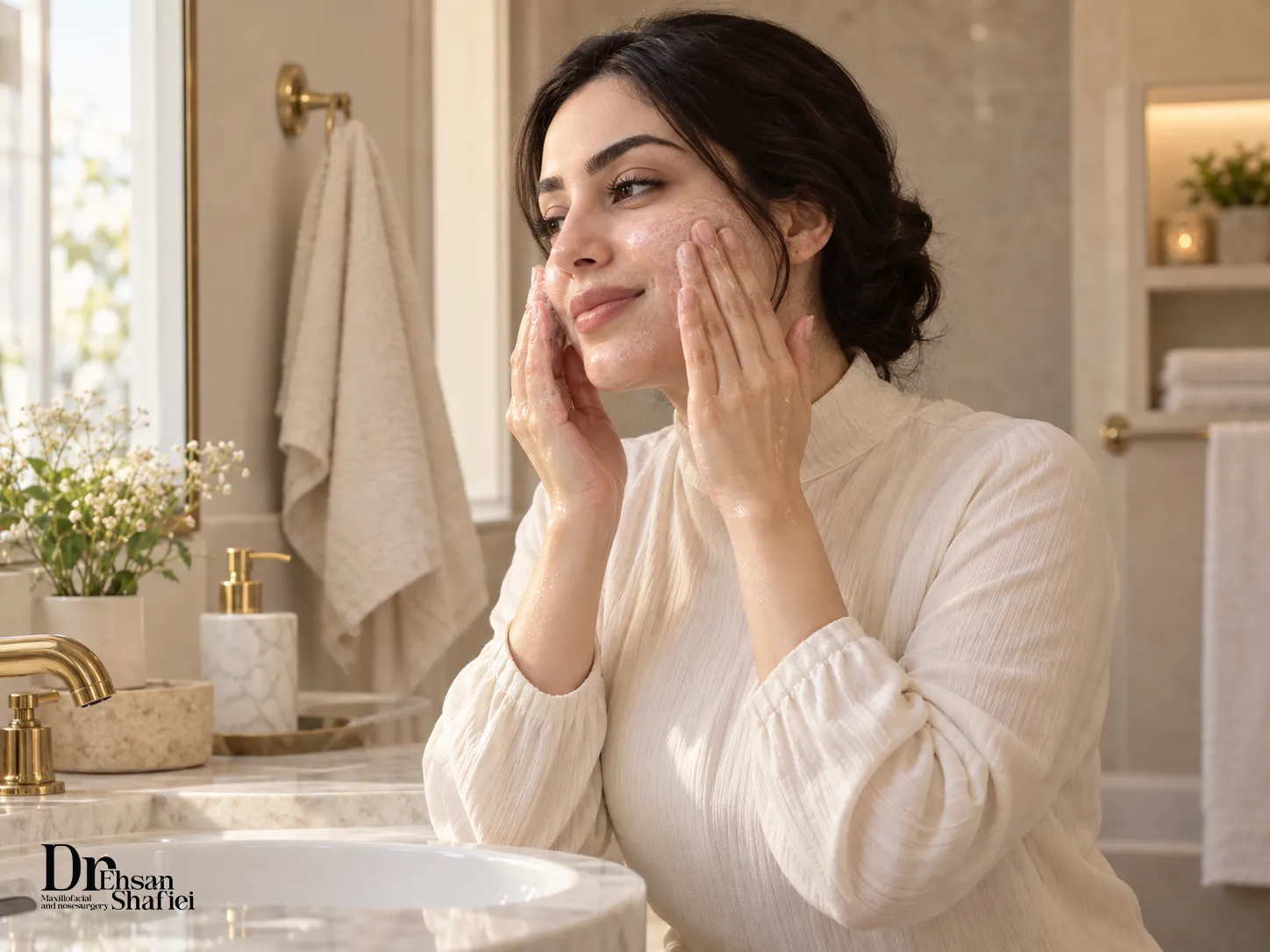 مراقبت ملایم از پوست بعد از عمل بینی گوشتی زنانه