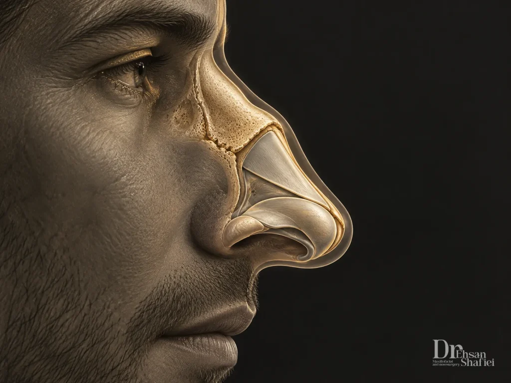 آناتومی قوز در عمل بینی استخوانی مردانه