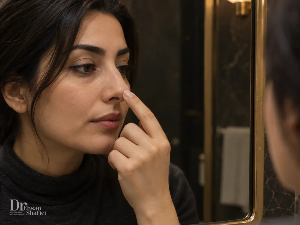 خودارزیابی بینی گوشتی یا استخوانی با لمس ملایم نوک